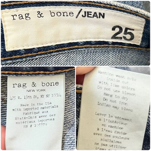 Rag & Bone Size 25 Tomboy Cotton Cropped Jeans 24 Inch Inseam Relaxed Fit - Picture 9 of 10